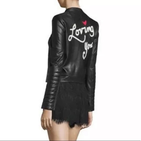 Alice & Olivia Gamma loving you leather jacket S RARE - Picture 8 of 11